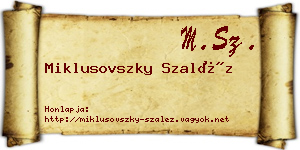 Miklusovszky Szaléz névjegykártya